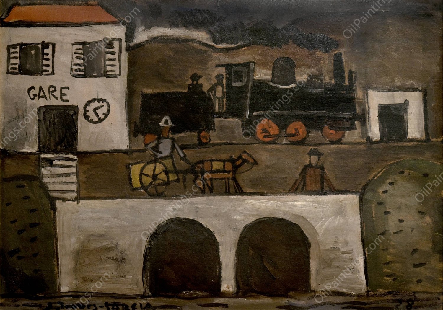 Gare  by Joaquin Torres-Garcia - Hand-Painted Oil Painting Reproduction