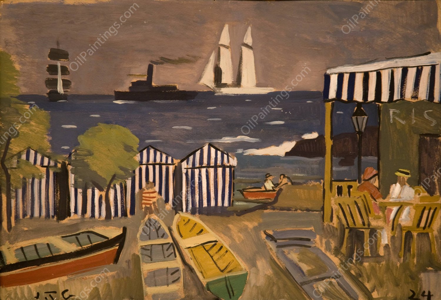 Paisaje de playa  by Joaquin Torres-Garcia - Hand-Painted Oil Painting Reproduction