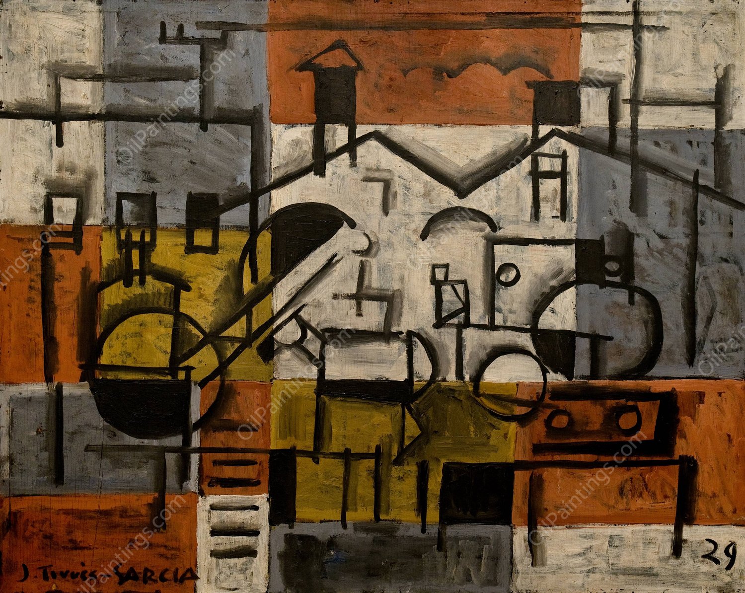 Pintura constructiva  by Joaquin Torres-Garcia - Hand-Painted Oil Painting Reproduction