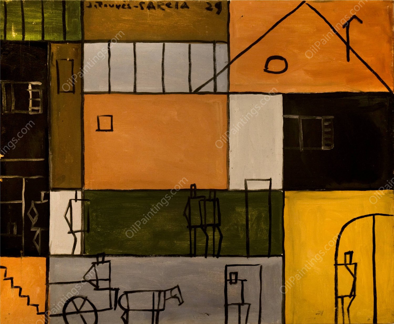 Pintura constructiva  by Joaquin Torres-Garcia - Hand-Painted Oil Painting Reproduction