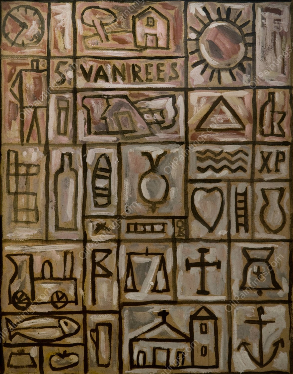 Pintura constructiva  by Joaquin Torres-Garcia - Hand-Painted Oil Painting Reproduction