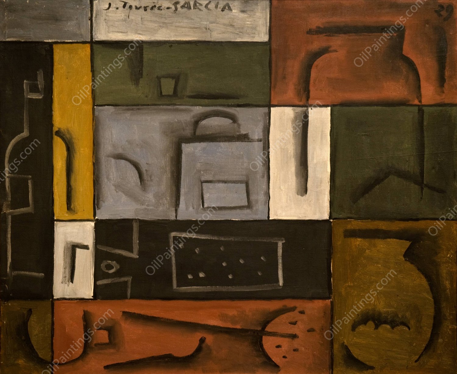 Pintura constructiva  by Joaquin Torres-Garcia - Hand-Painted Oil Painting Reproduction