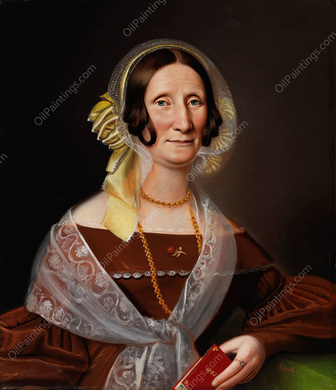Portrait Of The Authoress Sara Wacklin  by Johan Erik Lindh - Hand-Painted Oil Painting Reproduction