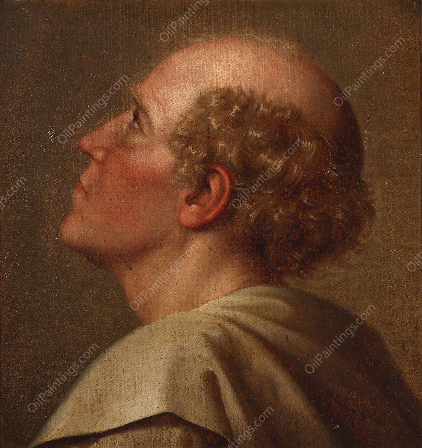 Portraetstudie, en Munk by Johan Ludvig Lund - Hand-Painted Oil Painting Reproduction