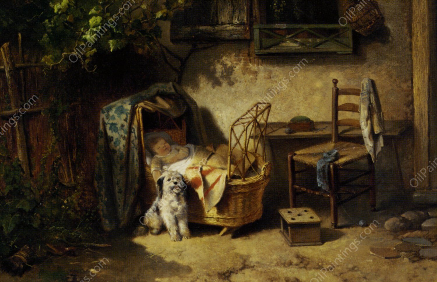 The Afternoon Nap by Johan Mari Ten Kate - Hand-Painted Oil Painting Reproduction
