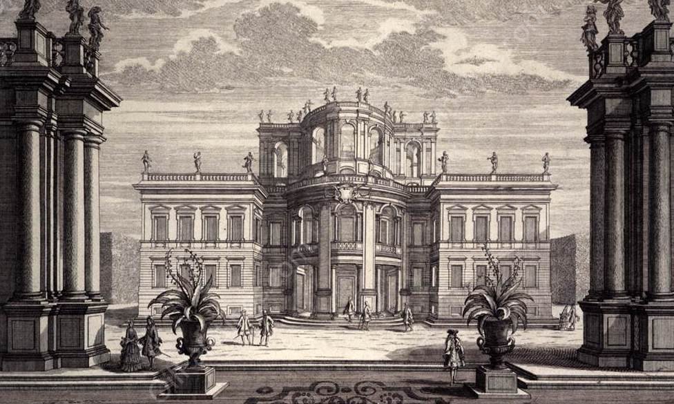 View of a Garden Pavilion by Johann Adam Delsenbach - Hand-Painted Oil Painting Reproduction