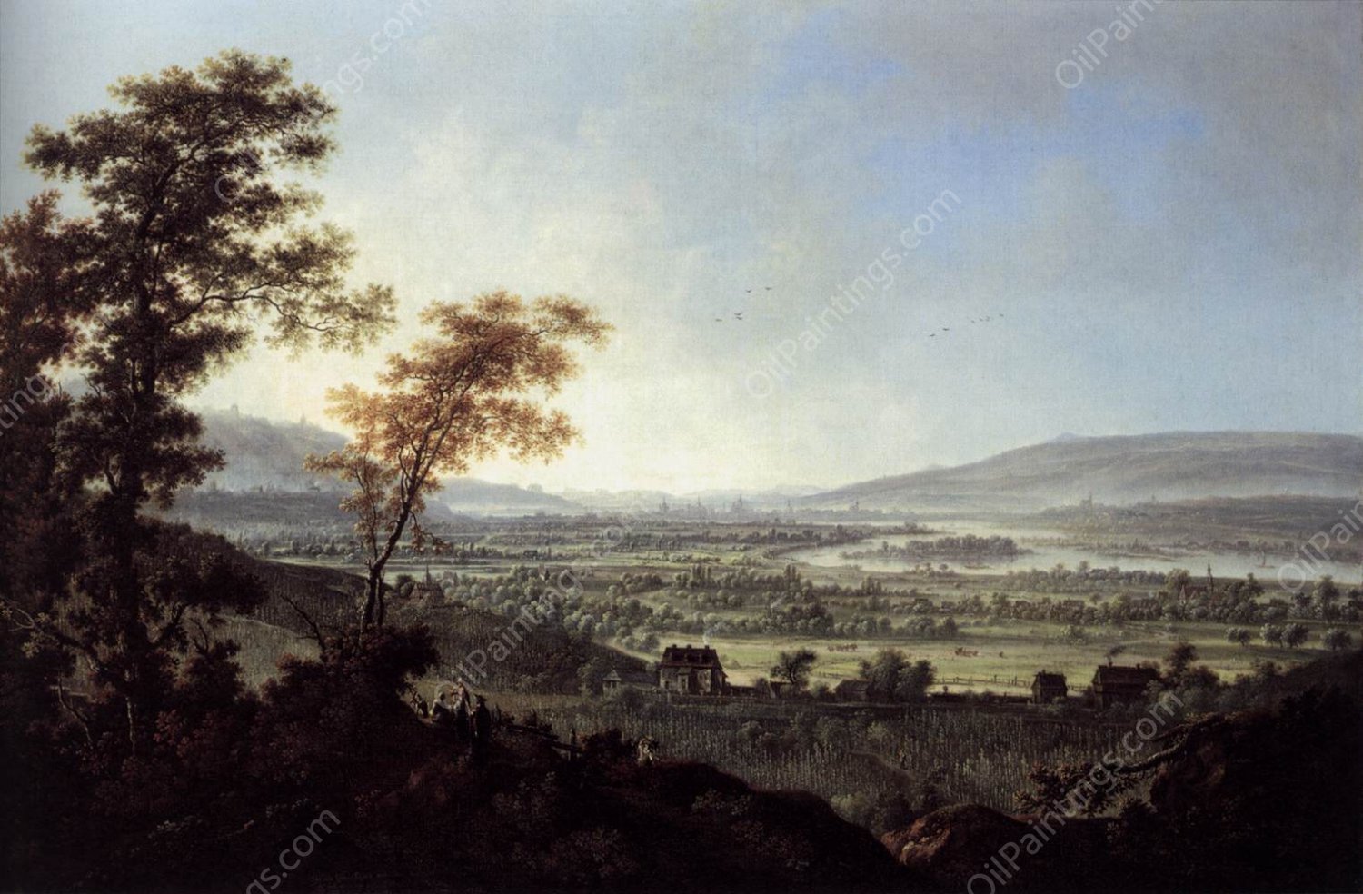 View of Dresden from the Loessnitz Heights by Johann Alexander Thiele - Hand-Painted Oil Painting Reproduction