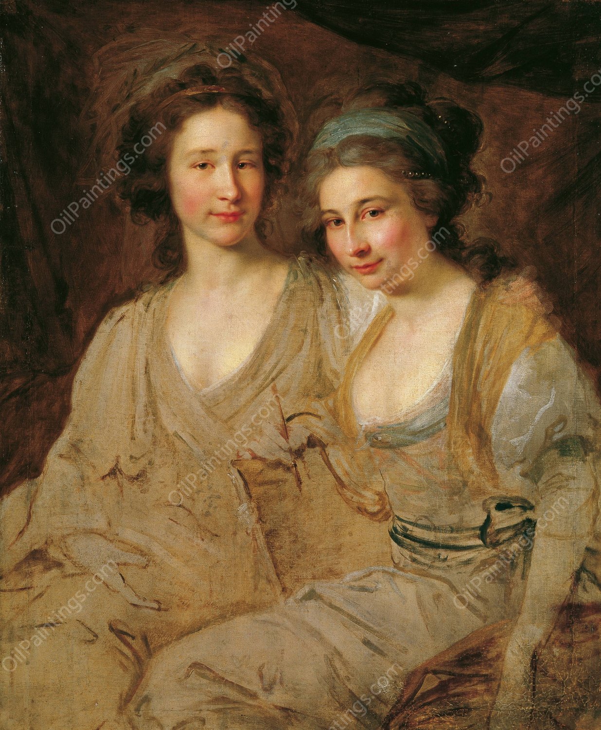 Die Grafinnen Caroline und Zoe Thomatis by Johann Baptist Von Lampi The Elder - Hand-Painted Oil Painting Reproduction