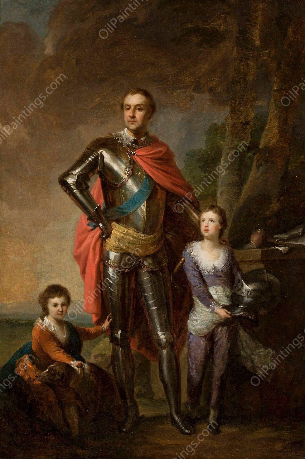 Franciszek Ksawery Branicki with his sons, Aleksander and Wladyslaw  by Johann Baptist Von Lampi The Elder - Hand-Painted Oil Painting Reproduction