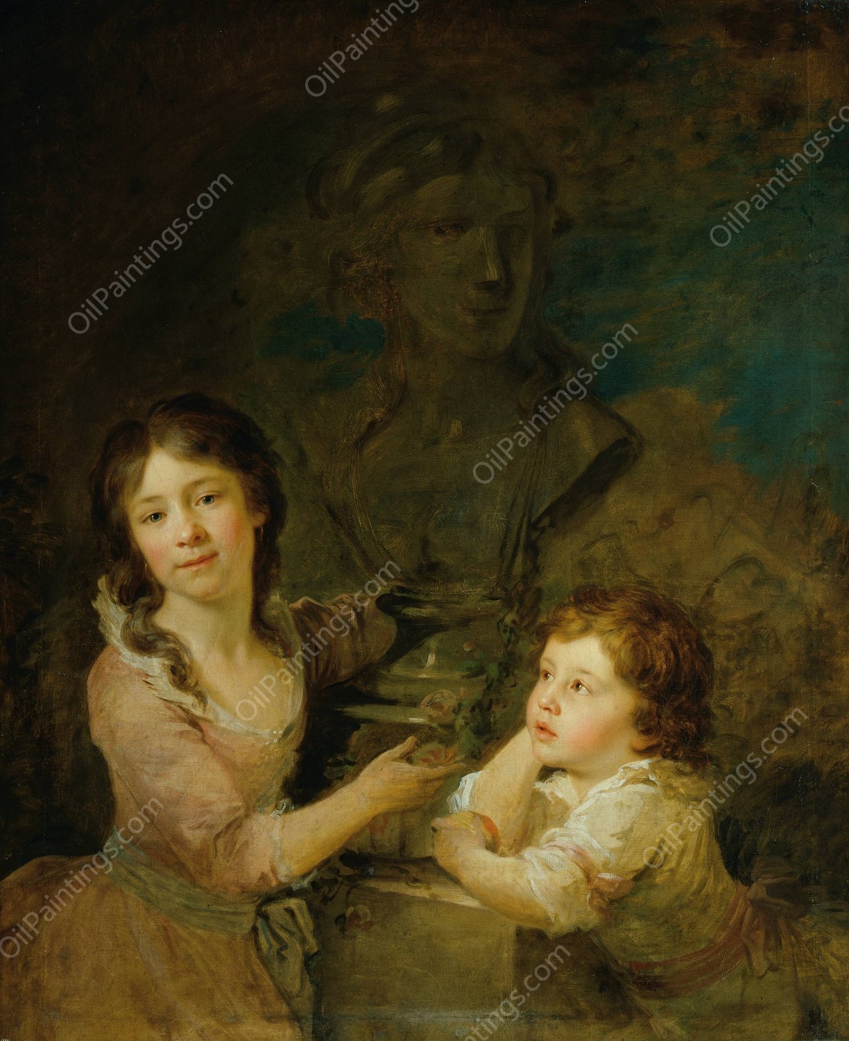 Zwei Kinder aus der Familie der Grafen Thomatis  by Johann Baptist Von Lampi The Elder - Hand-Painted Oil Painting Reproduction