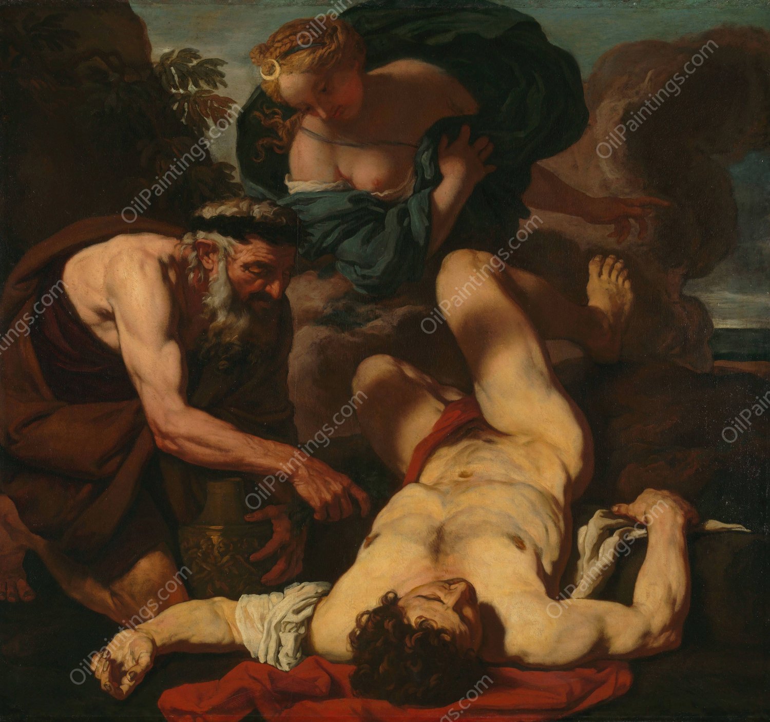 Selene and Endymion  by Johann Carl Loth - Hand-Painted Oil Painting Reproduction