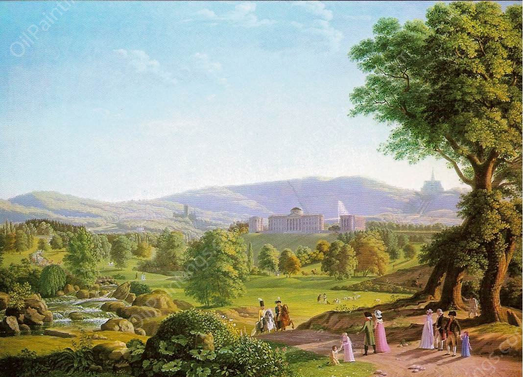 Schloss Wilhelmshoehe with the Habichtswald by Johann Erdmann Hummel - Hand-Painted Oil Painting Reproduction