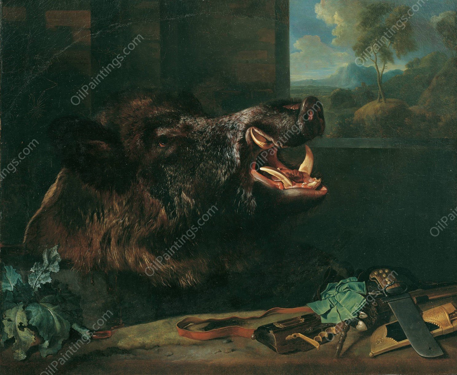 Wildschweinstillleben  by Johann Georg De Hamilton - Hand-Painted Oil Painting Reproduction