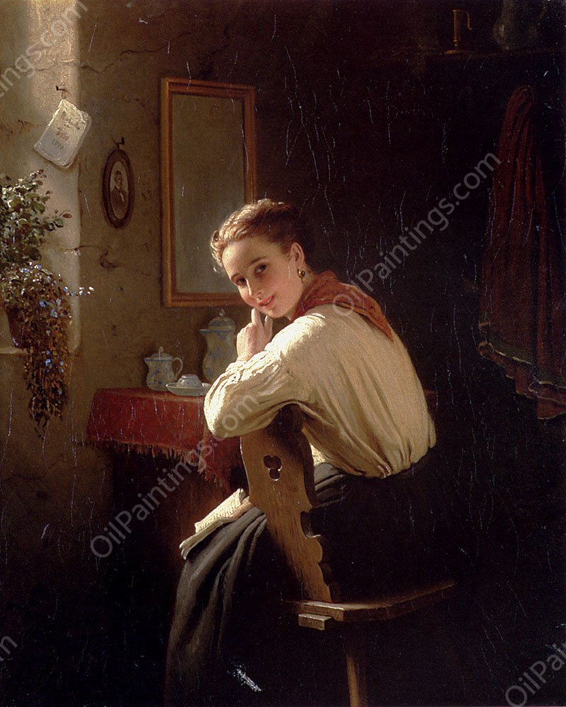 An Interrupted Moment by Johann Georg Meyer Von Bremen - Hand-Painted Oil Painting Reproduction