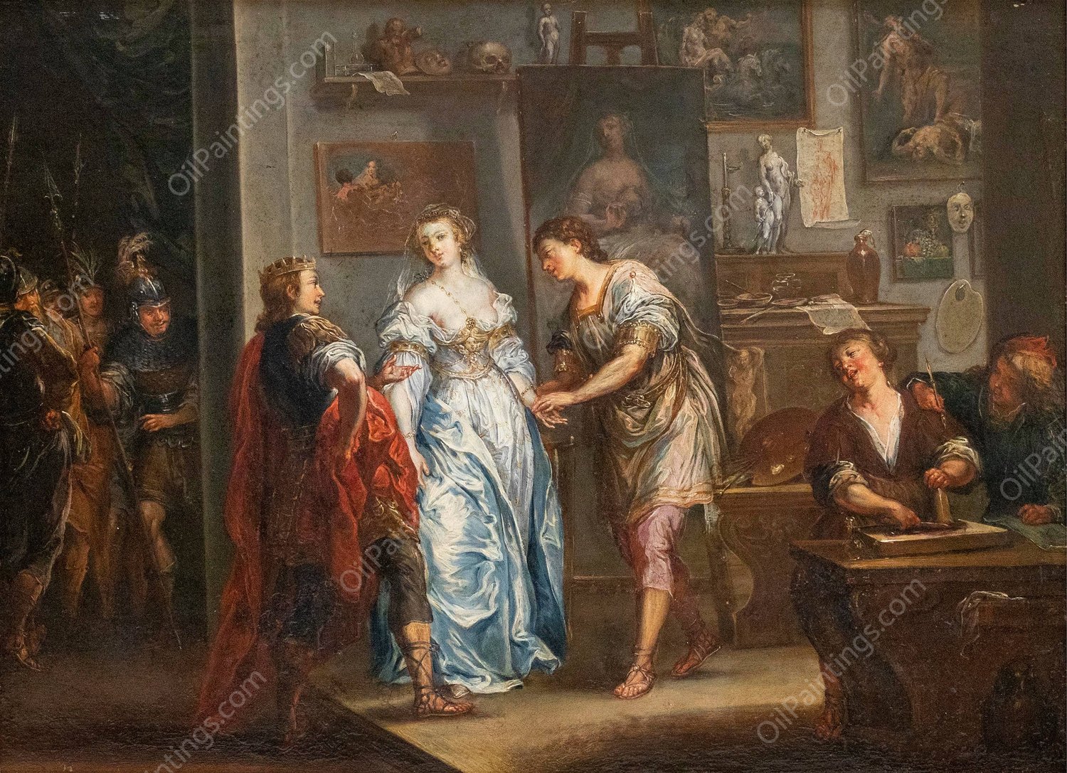 Alexander uberlasst Kampaspe dem Maler Apelles by Johann Georg Platzer - Hand-Painted Oil Painting Reproduction