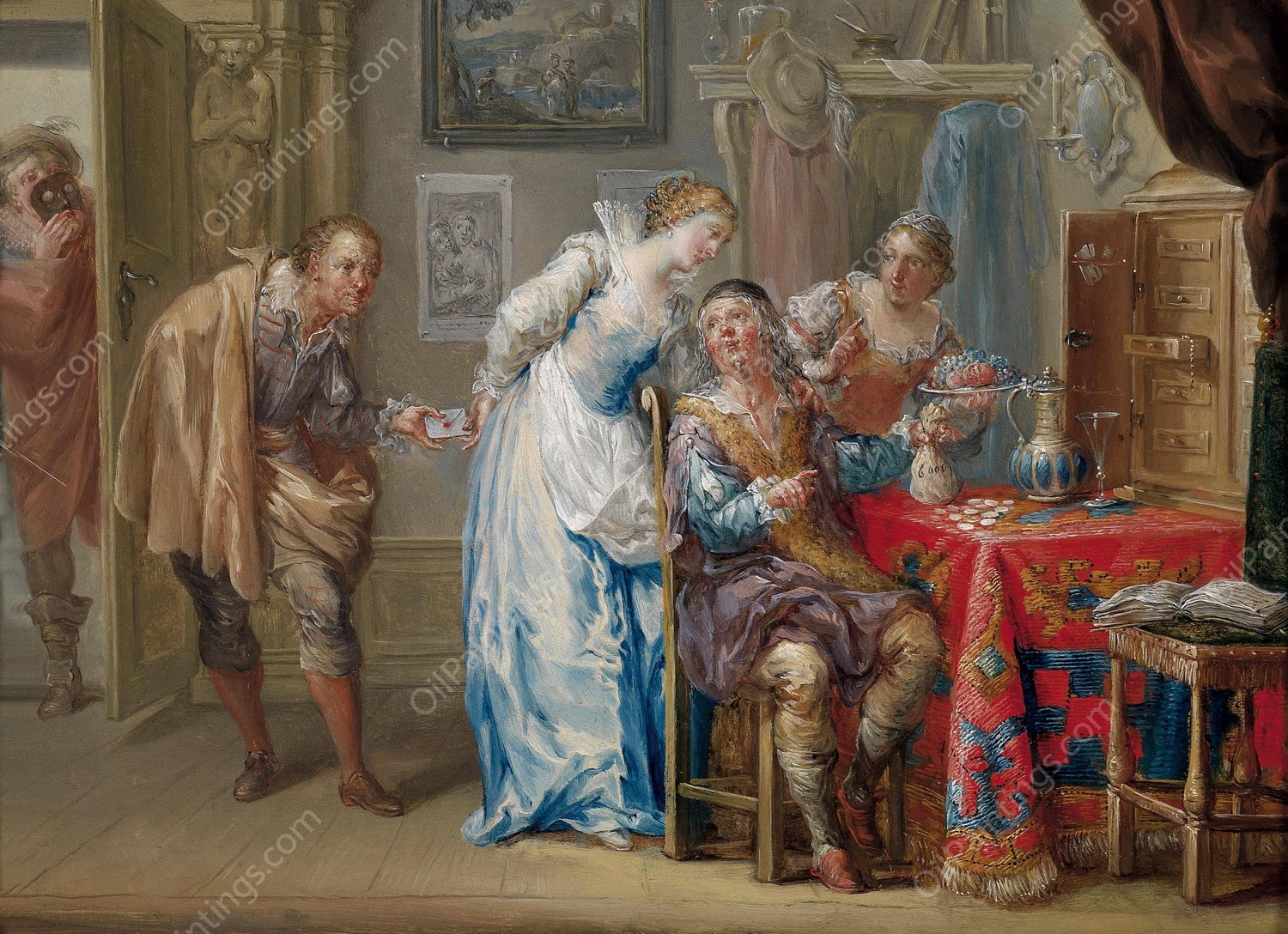 Der Liebesbrief by Johann Georg Platzer - Hand-Painted Oil Painting Reproduction