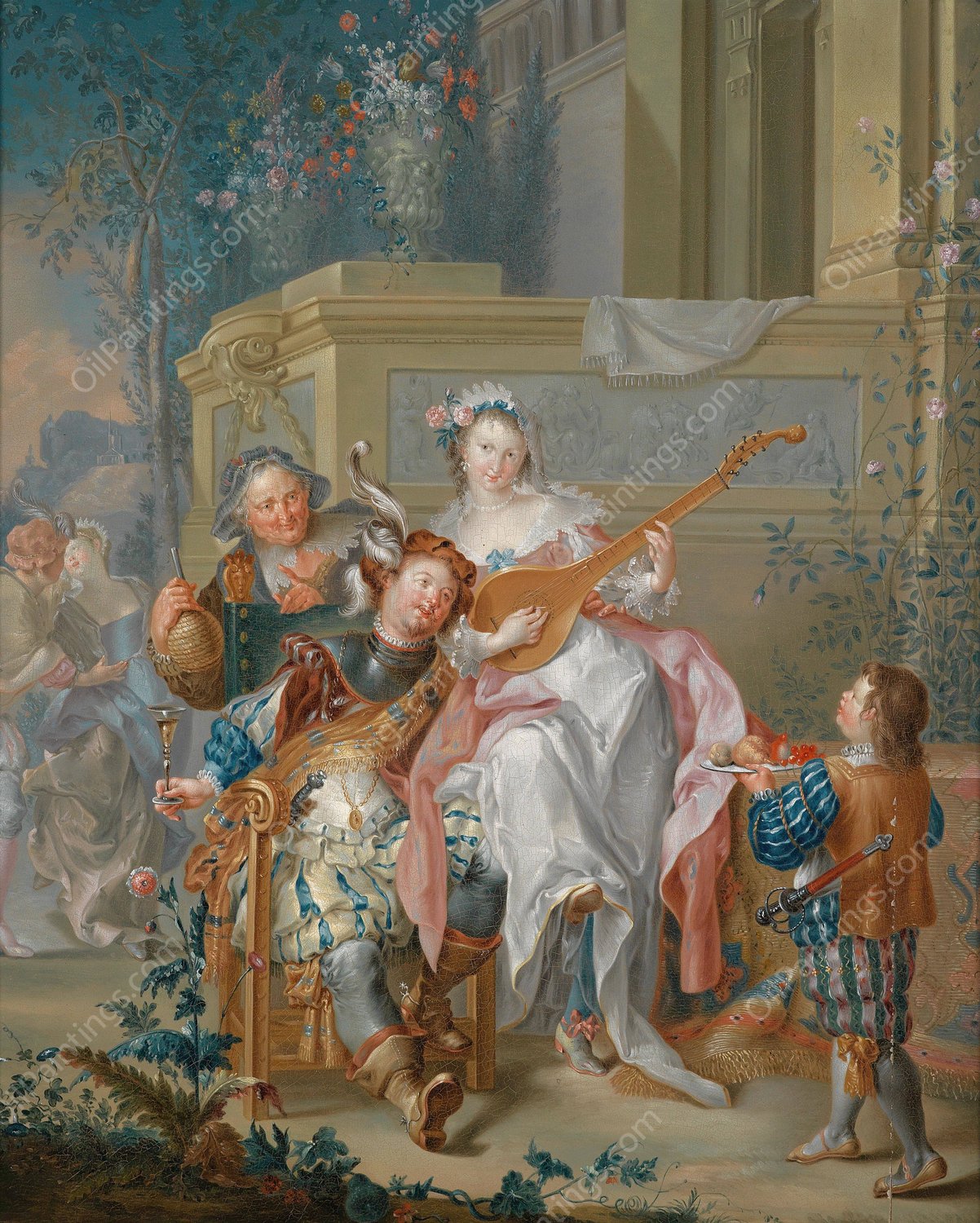 Musikgesellschaft im Freien by Johann Georg Platzer - Hand-Painted Oil Painting Reproduction