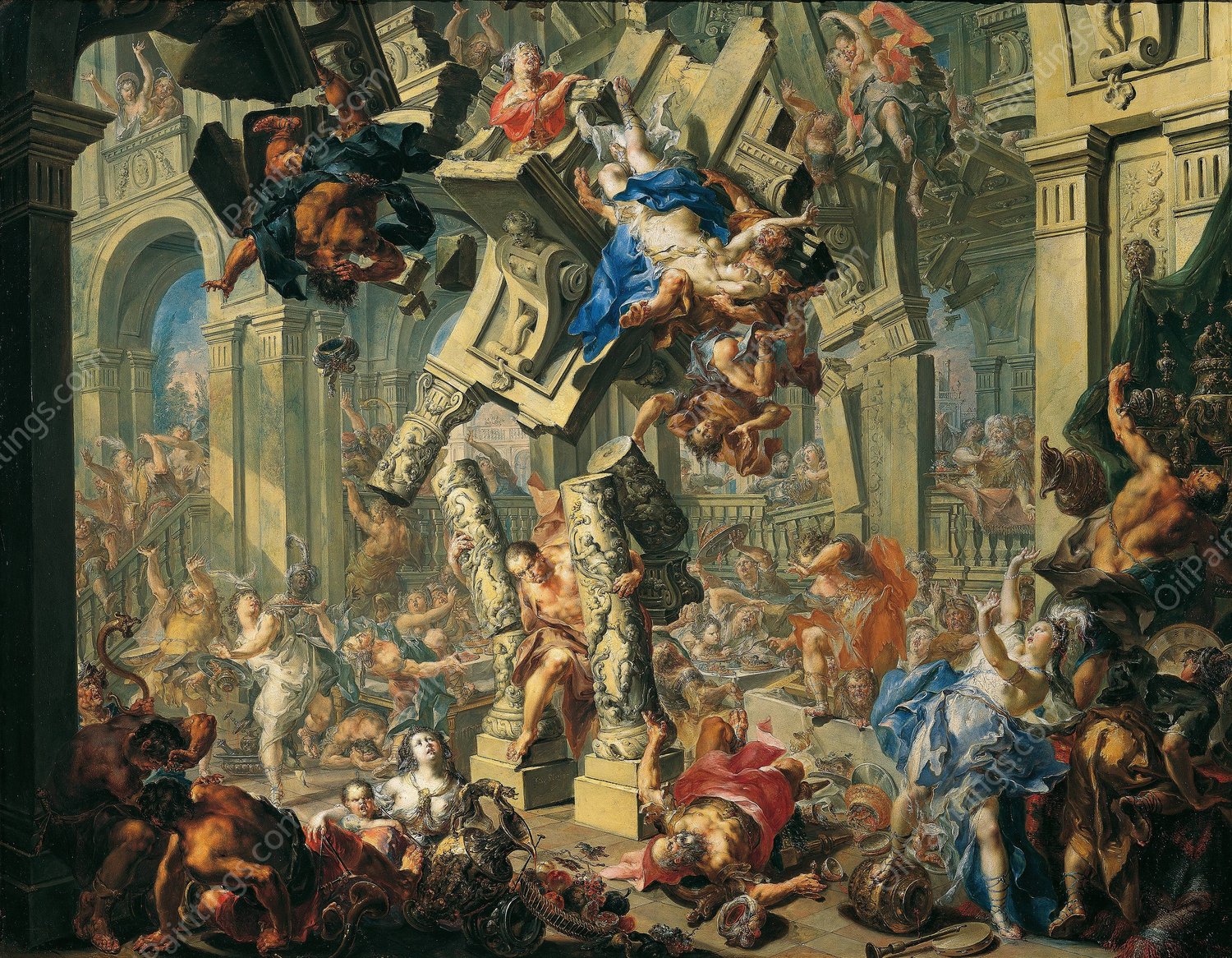Samson's Revenge  by Johann Georg Platzer - Hand-Painted Oil Painting Reproduction