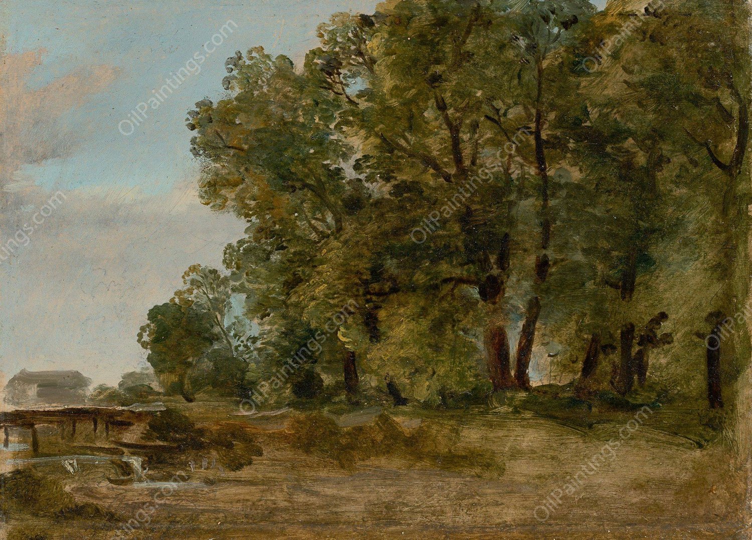 Praterinsel in Munchen by Johann Georg Von Dillis - Hand-Painted Oil Painting Reproduction