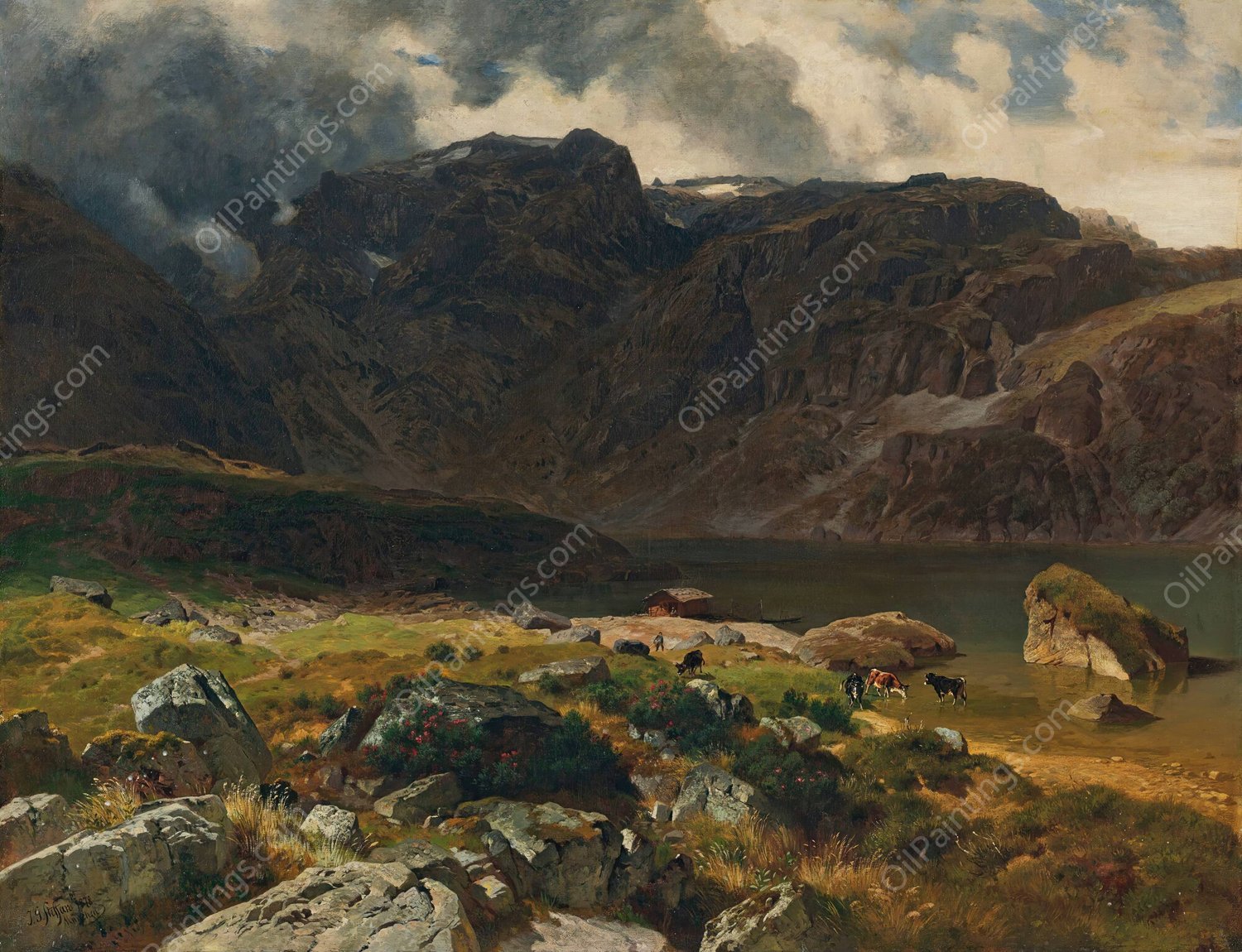 Der Hintere Murgsee  by Johann Gottfried Steffan - Hand-Painted Oil Painting Reproduction