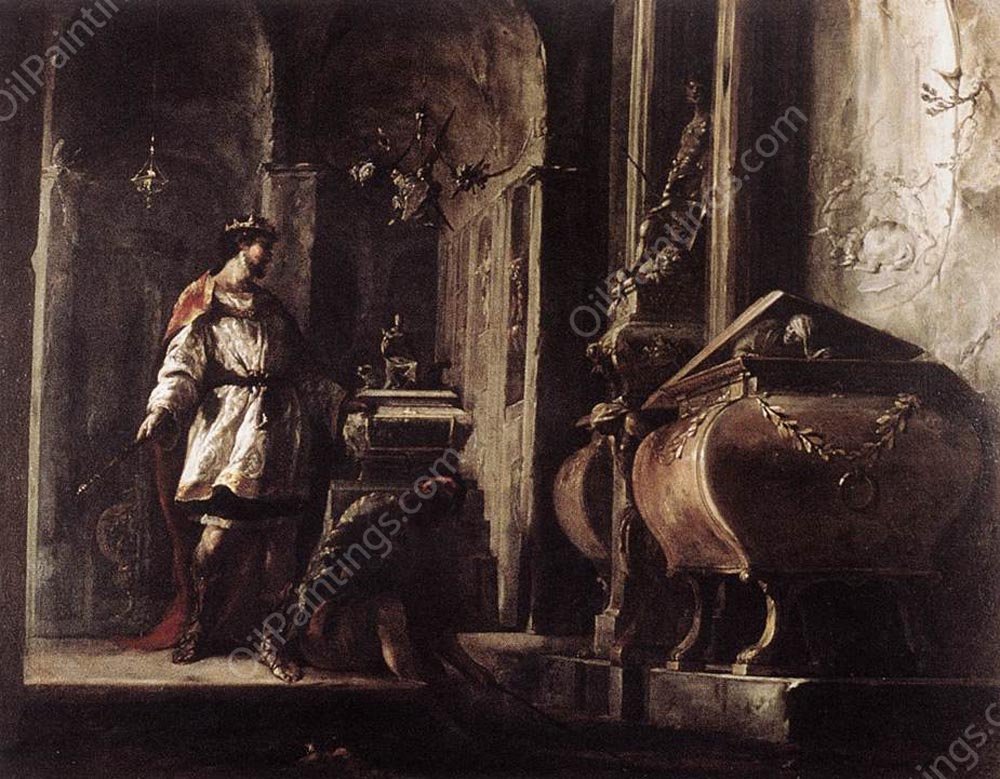 Alexander the Great Before the Tomb of Achilles by Johann Heinrich Schoenfeld - Hand-Painted Oil Painting Reproduction