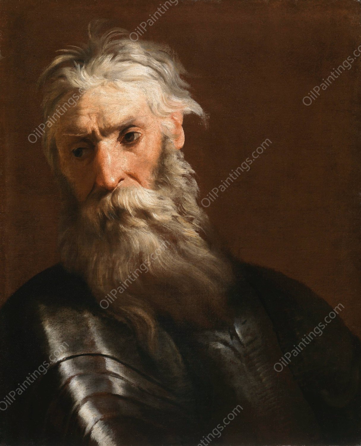 A bearded man in armor by Johann Heinrich Schonfeld - Hand-Painted Oil Painting Reproduction