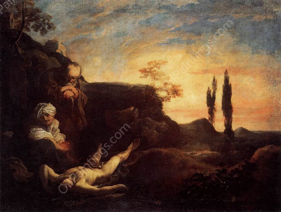 Adam and Eve Mourning for Abel by Johann Liss - Hand-Painted Oil Painting Reproduction