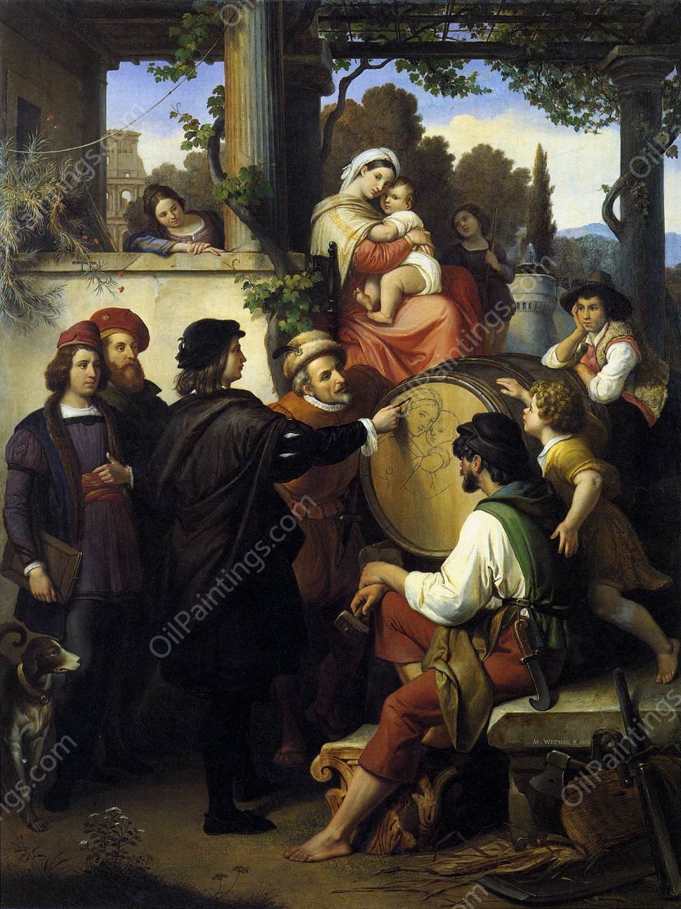 Raphael's First Sketch of the 'Madonna della Sedia' by Johann Michael Wittmer - Hand-Painted Oil Painting Reproduction