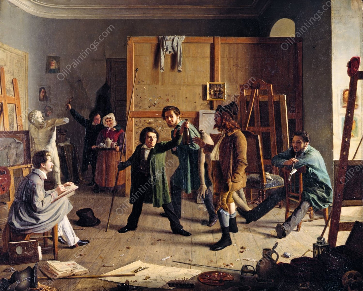Studio Scene  by Johann Peter Hasenclever - Hand-Painted Oil Painting Reproduction