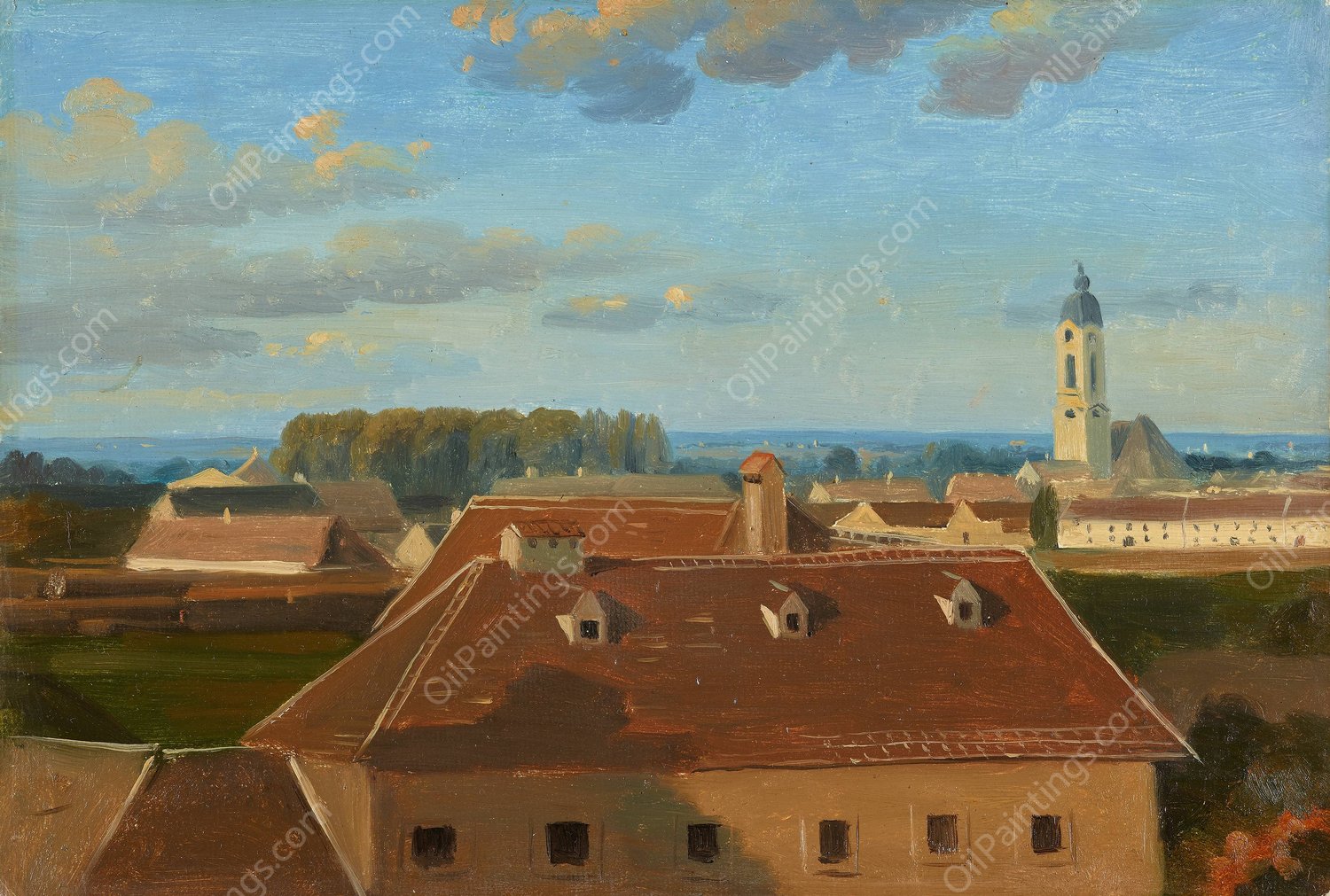 Blick uber das Schanzel zum Augarten  by Johann Peter Krafft - Hand-Painted Oil Painting Reproduction