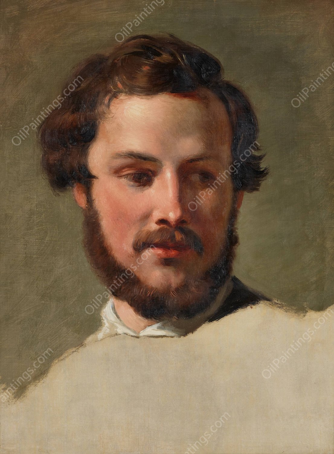 Kopf eines jungen Mannes  by Johann Peter Krafft - Hand-Painted Oil Painting Reproduction