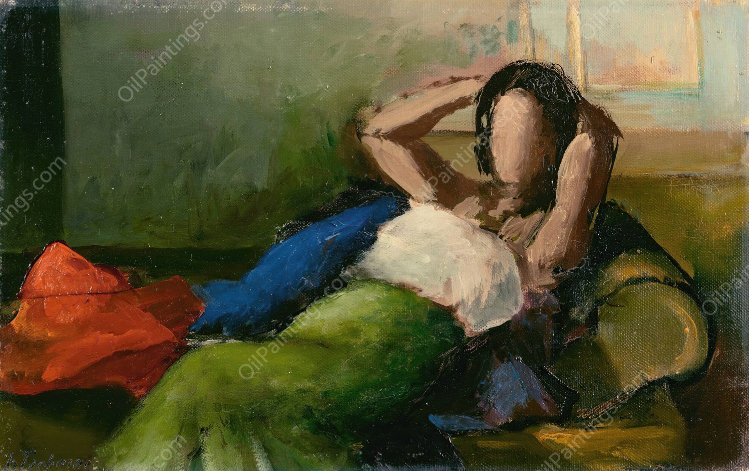 The Resting One by Johann Von Tscharner - Hand-Painted Oil Painting Reproduction