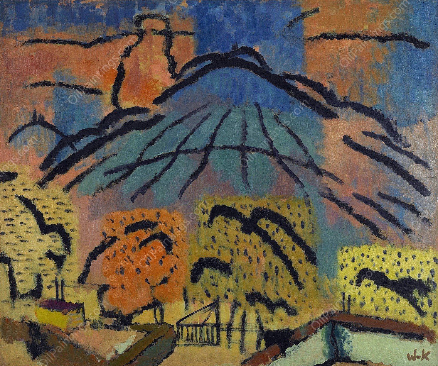 Mountain near Metzinger  by Johann Walter-Kurau - Hand-Painted Oil Painting Reproduction