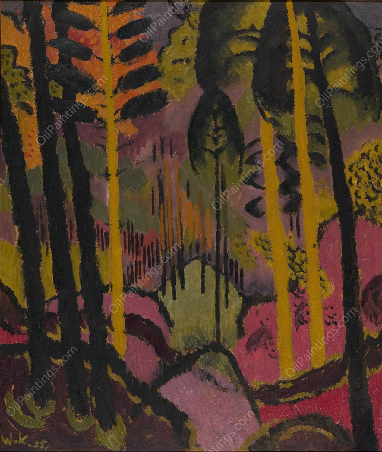 Trunks and Foliage  by Johann Walter-Kurau - Hand-Painted Oil Painting Reproduction