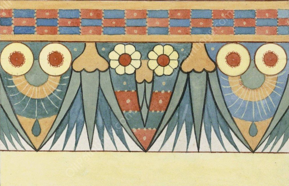 Egyptisch bloemenfries  by Johanna Van De Kamer - Hand-Painted Oil Painting Reproduction