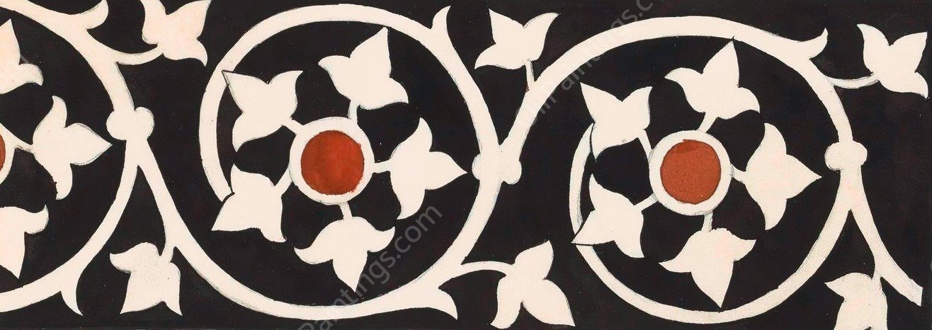 Marmeren inlegwerk met bladeren uit de Santa Croce te Florence  by Johanna Van De Kamer - Hand-Painted Oil Painting Reproduction