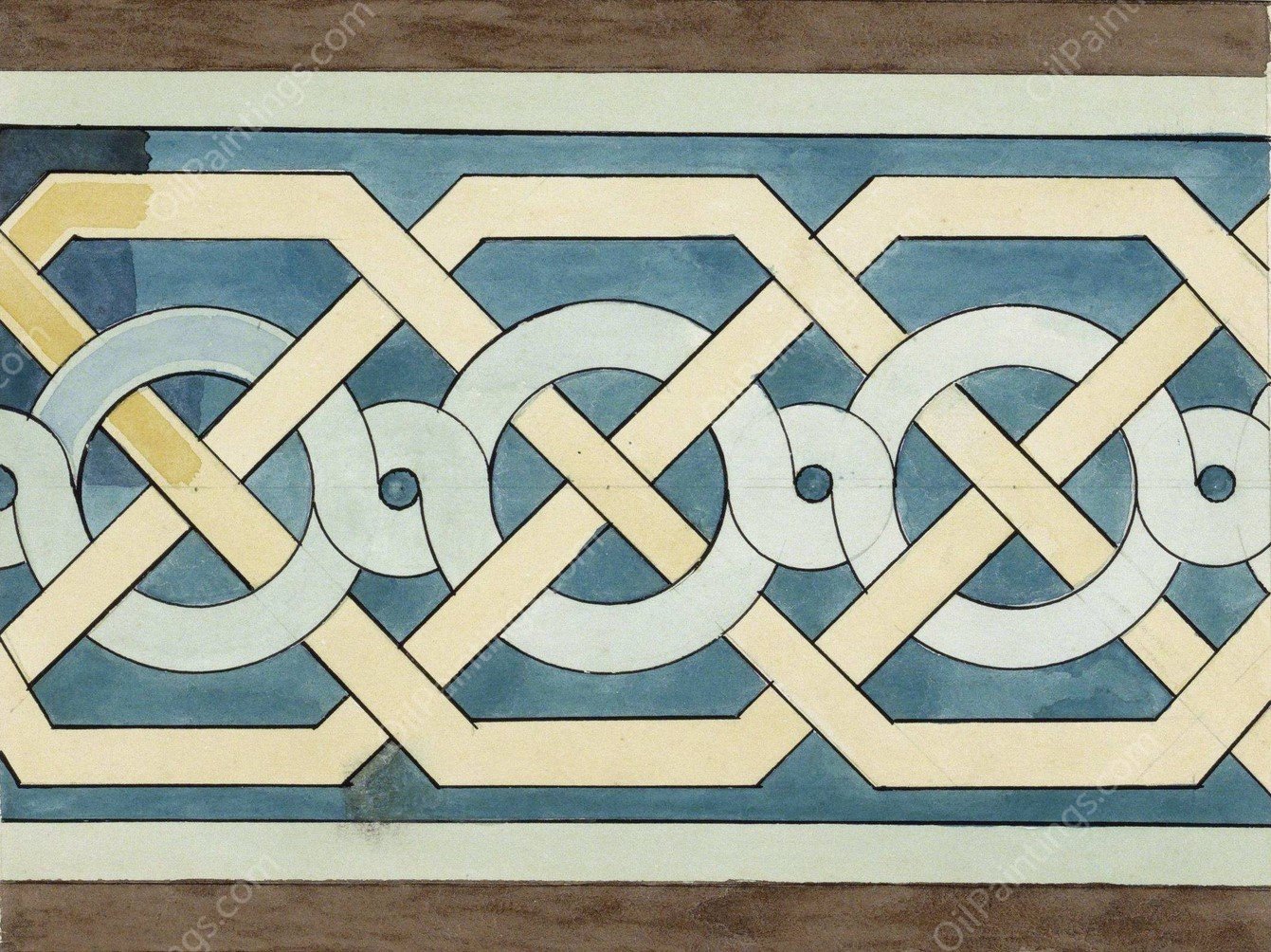 Romaans bandmotief met vlechtwerk  by Johanna Van De Kamer - Hand-Painted Oil Painting Reproduction
