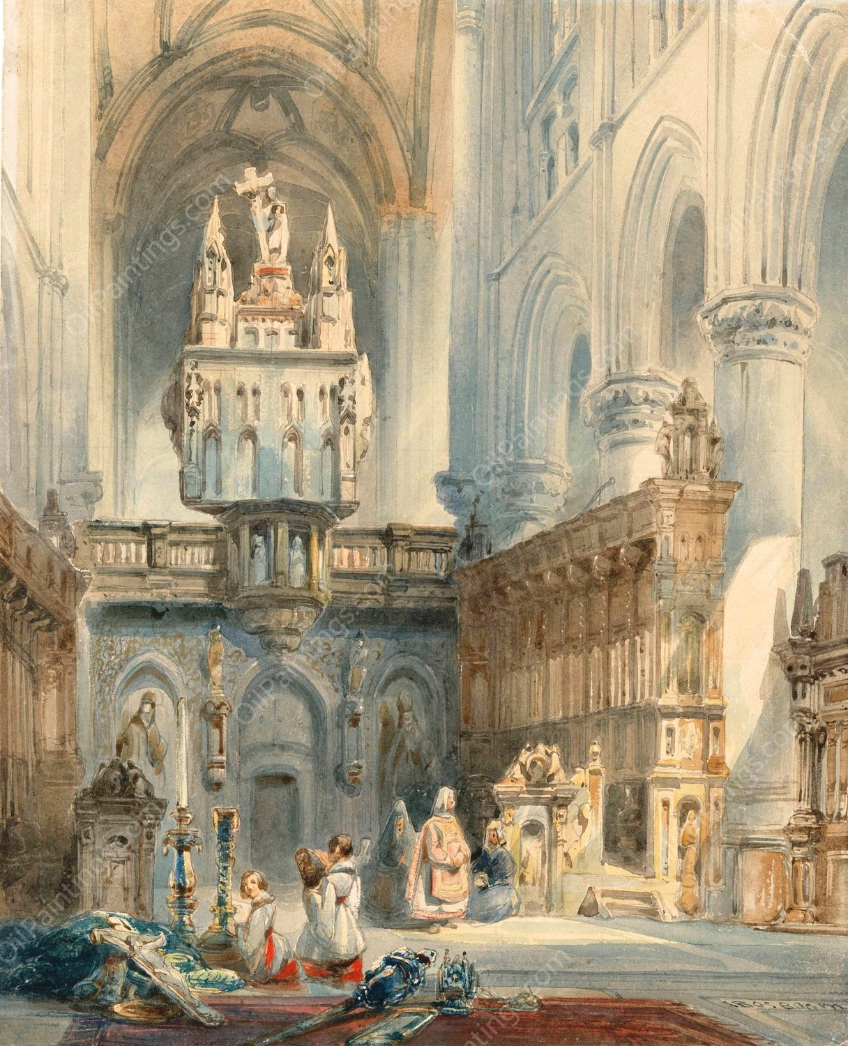 Kerkinterieur  by Johannes Bosboom - Hand-Painted Oil Painting Reproduction