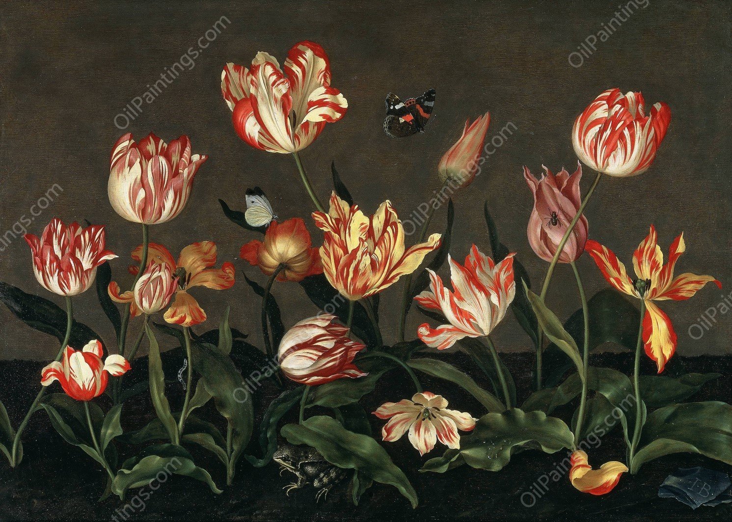 Still Life with Tulips by Johannes Bosschaert - Hand-Painted Oil Painting Reproduction