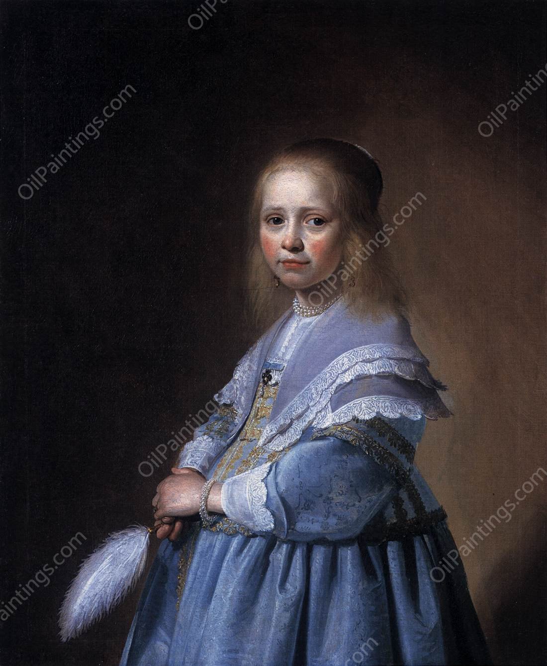Girl in a Blue Dress by Johannes Cornelisz Verspronck - Hand-Painted Oil Painting Reproduction