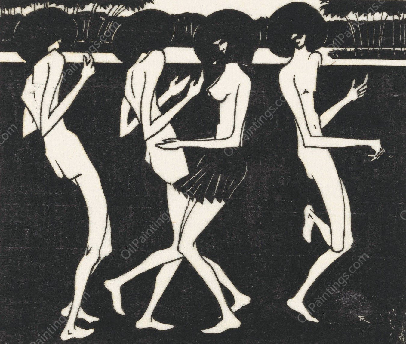 Dansende Papoea's  by Johannes Frederik Engelbert Ten Klooster - Hand-Painted Oil Painting Reproduction