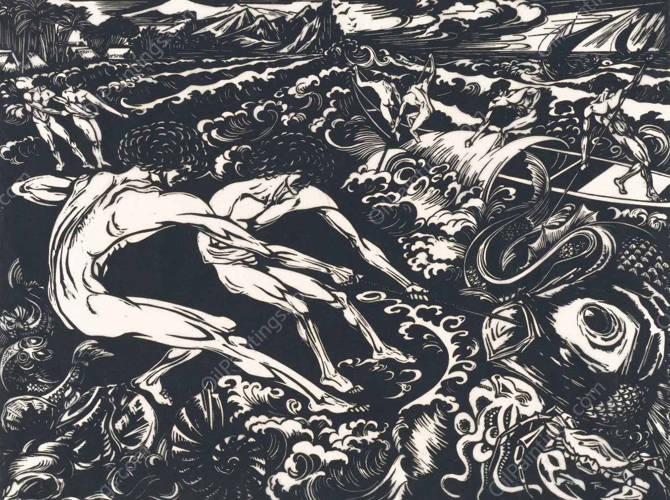 De visschers  by Johannes Frederik Engelbert Ten Klooster - Hand-Painted Oil Painting Reproduction