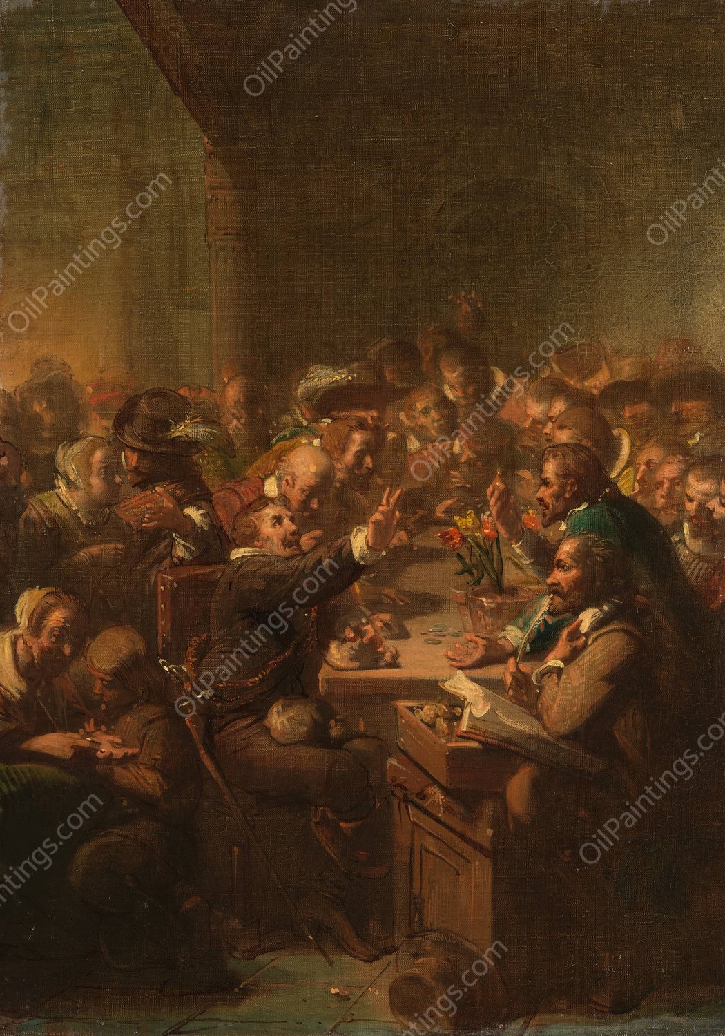 De tulpenwindhandel, Anno 1637  by Johannes Hinderikus Egenberger - Hand-Painted Oil Painting Reproduction