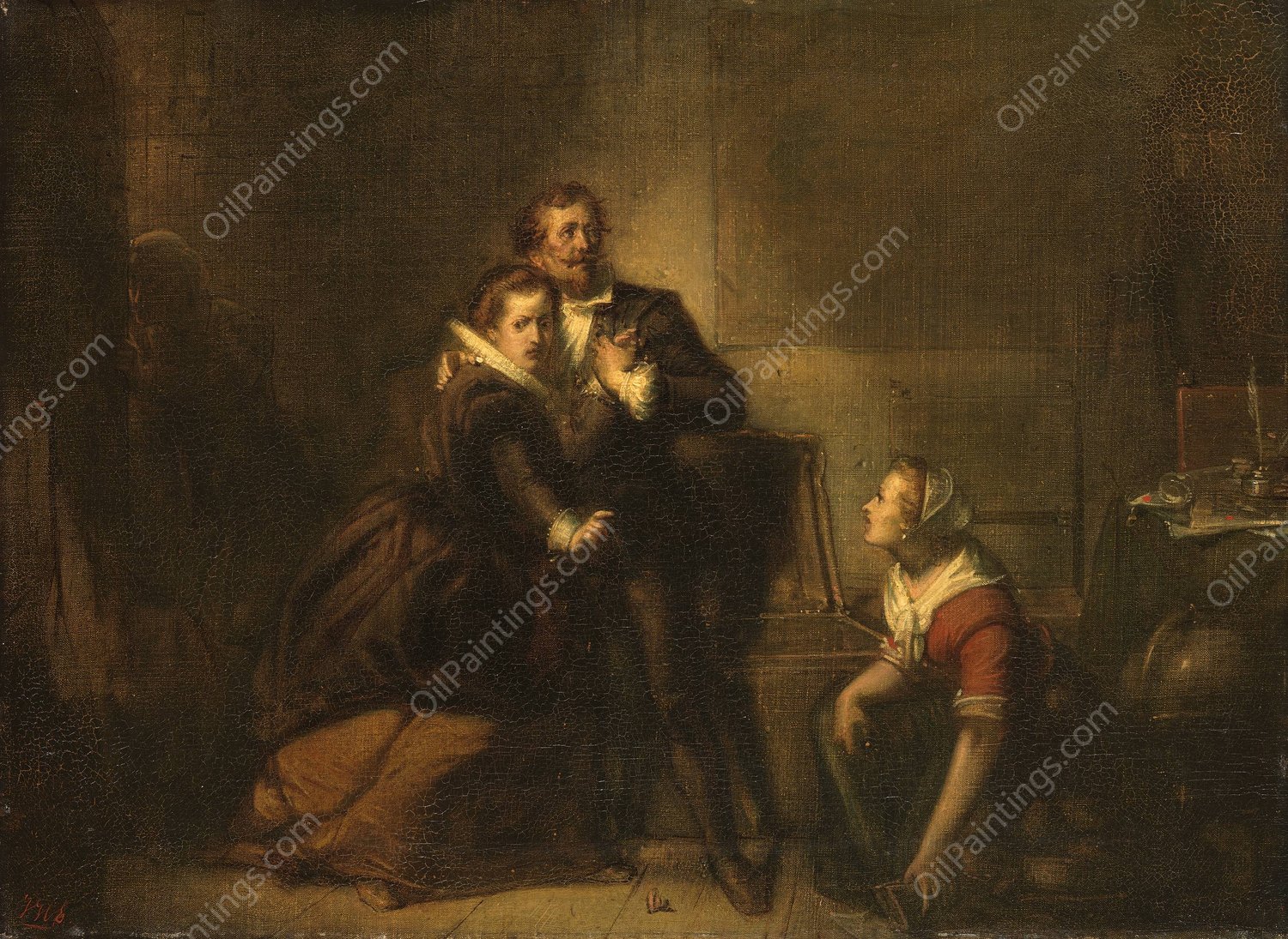 Hugo de Groot escapes in a bookcase from Loevestein Castle, Anno 1621  by Johannes Hinderikus Egenberger - Hand-Painted Oil Painting Reproduction