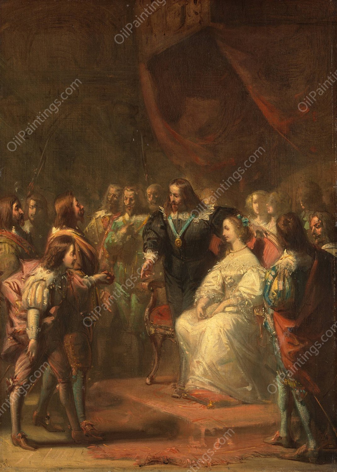 Tromp introduces the young Prince William of Orange to King Charles I of England, Anno 1641  by Johannes Hinderikus Egenberger - Hand-Painted Oil Painting Reproduction