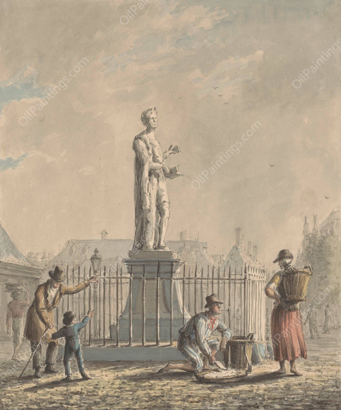 Standbeeld van Laurens Jansz. Coster te Haarlem  by Johannes Jelgerhuis - Hand-Painted Oil Painting Reproduction