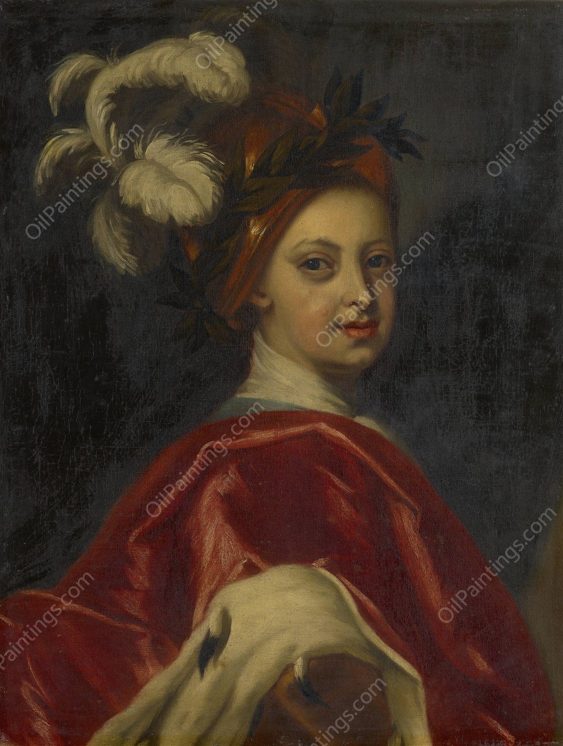 Portrait Of A Young Man With A Feather Cap by Johannes Kupeczky - Hand-Painted Oil Painting Reproduction