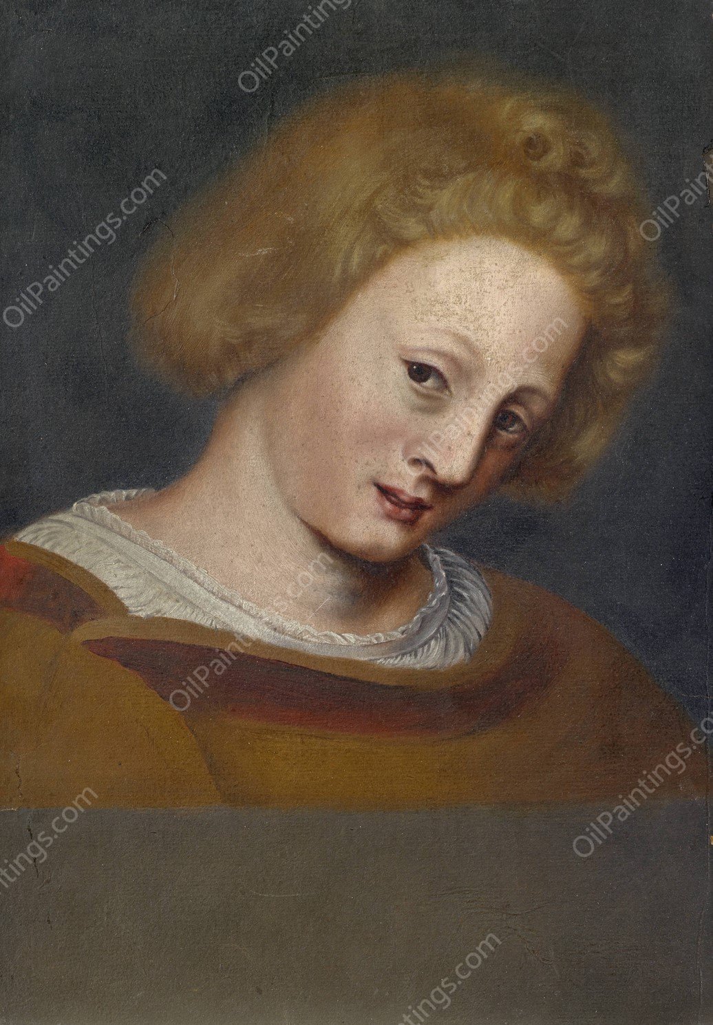 Bust of the Daughter from the Painting of the Madonna of the Basel Mayor Jacob Meyer zum Hasen  by Johannes Ludin - Hand-Painted Oil Painting Reproduction