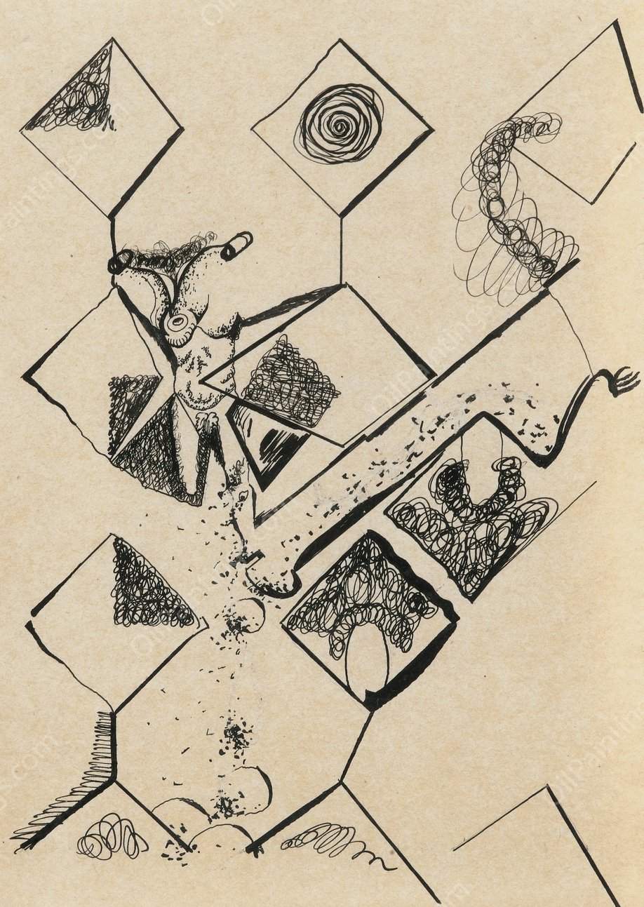 Eine Frau  by Johannes Theodore Baargeld - Hand-Painted Oil Painting Reproduction