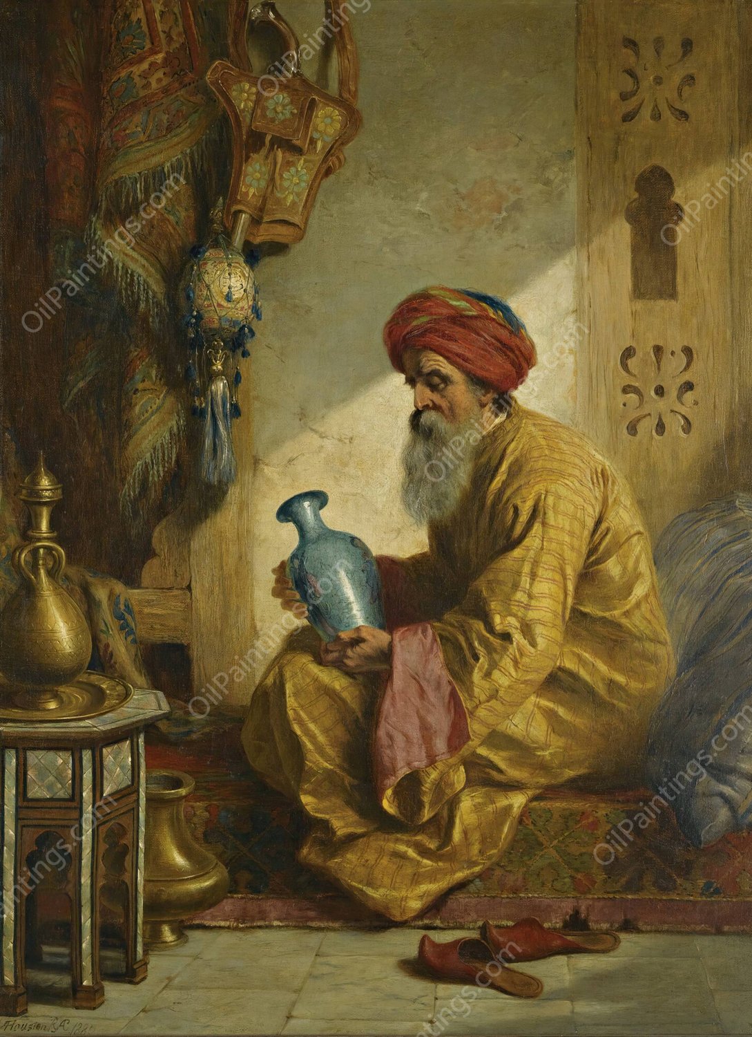 Inspecting The Vase  by John Adam Houston - Hand-Painted Oil Painting Reproduction
